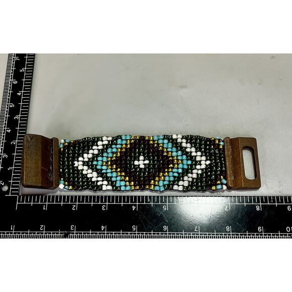 Authentic Southwest Handmade Seed Bead Bracelet Native American Style Jewelry 8” - Picture 8 of 8